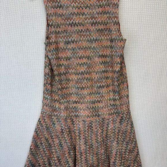 Maeve Anthropologie Westwater Dress Womens Med Chevron Knit Flounce Hem Boho - Picture 6 of 9